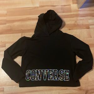 Youth XL/Women’s S black converse crop hoodie